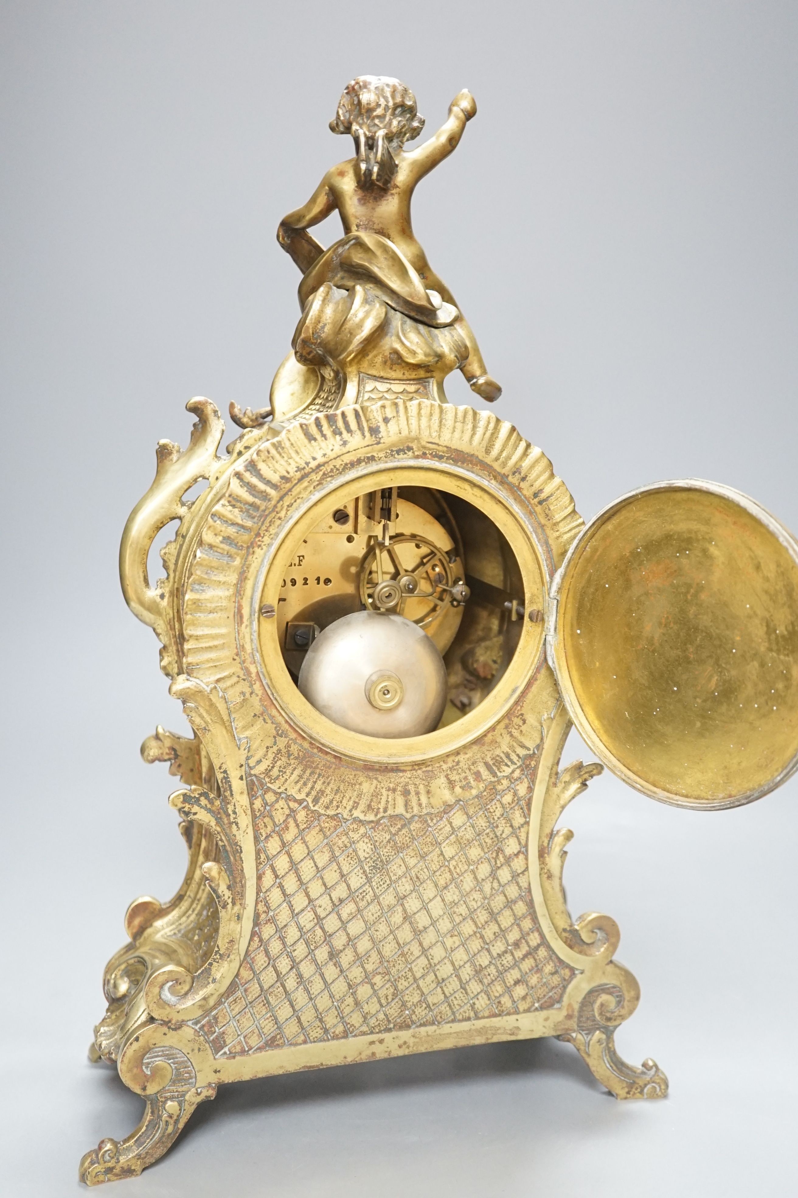 A 19th century French ormolu mantel clock, 41cm